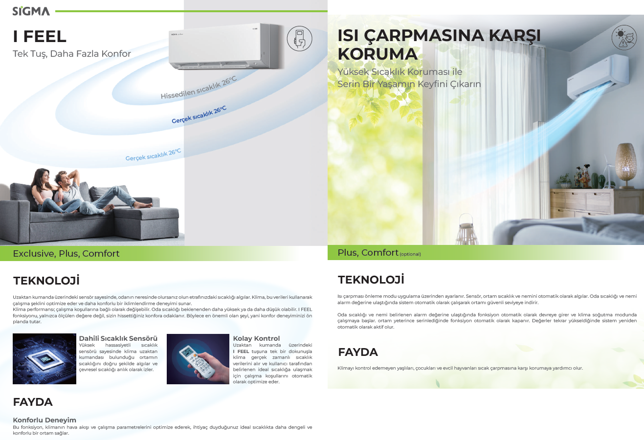 Sigma Klima I FEEL + Isı Çarpmasına Karşı Koruma